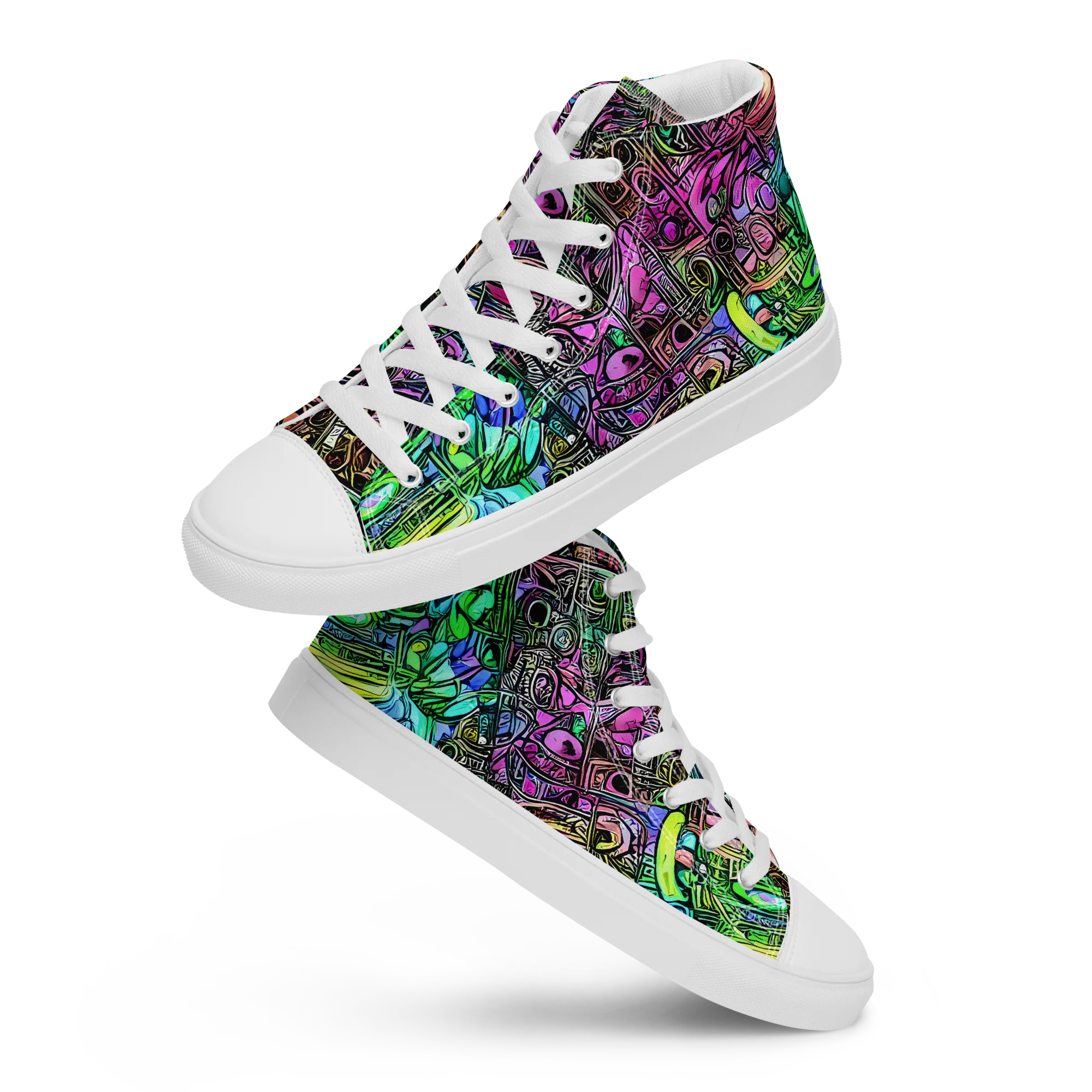 Ultraviolet Uproar on Men's High Top Canvas Shoes — Front