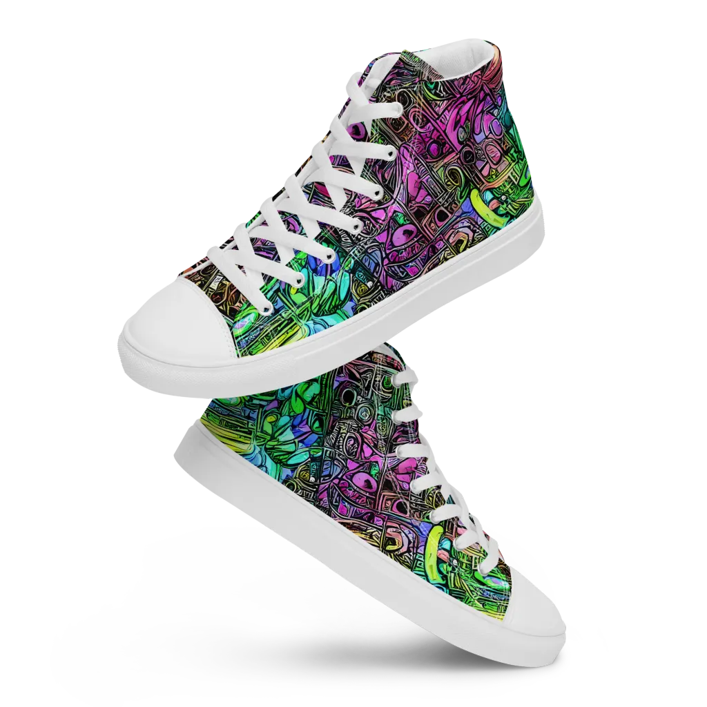 Ultraviolet Uproar on Men's High Top Canvas Shoes — Front