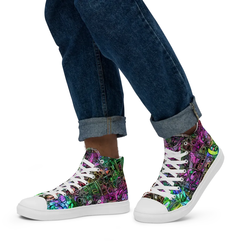 Ultraviolet Uproar on Men's High Top Canvas Shoes — Left
