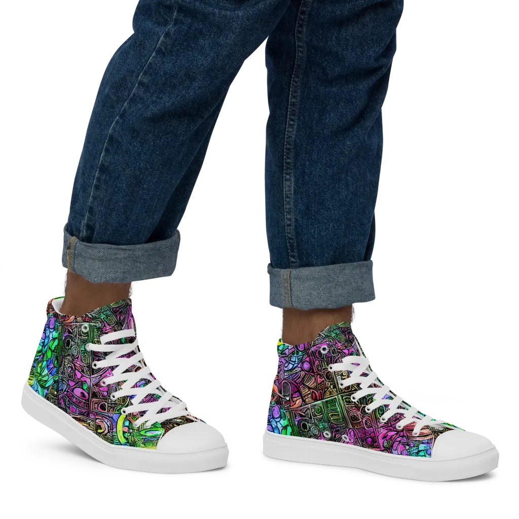 Ultraviolet Uproar on Men's High Top Canvas Shoes — Right