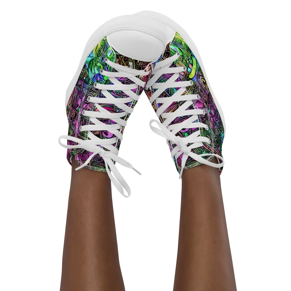 Ultraviolet Uproar on Women's High Top Canvas Shoes — Front