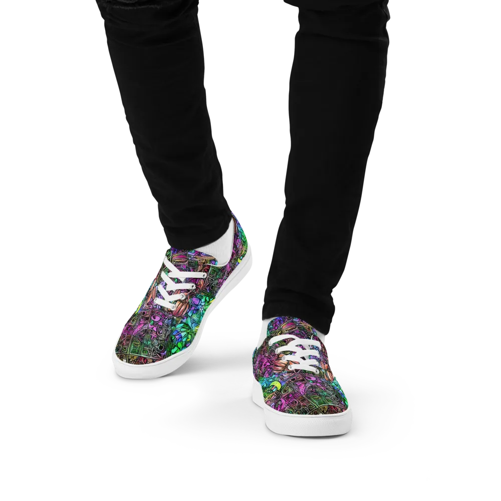 Ultraviolet Uproar on Men's Lace-Up Canvas Shoes — Front