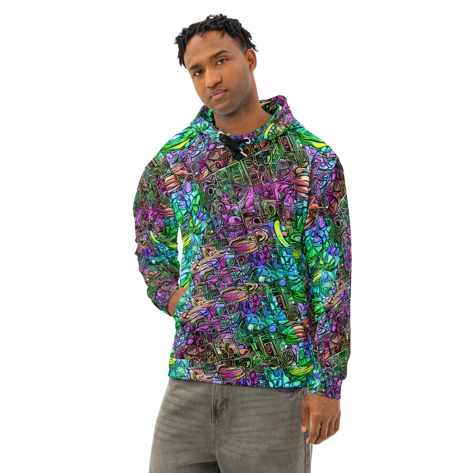 Ultraviolet Uproar on Cotton Hoodie — Left Front