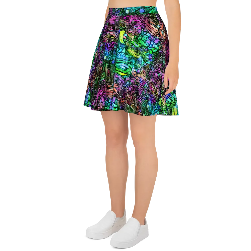 Ultraviolet Uproar on Skater Skirt — Left