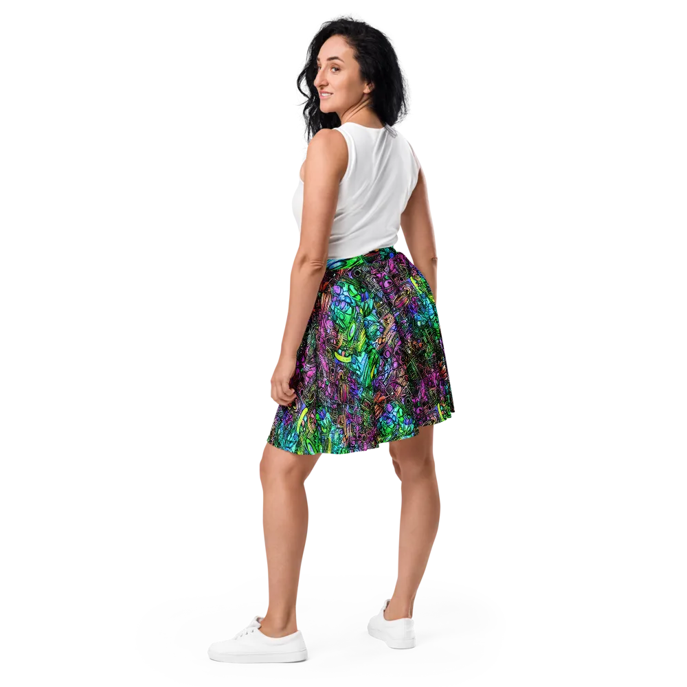 Ultraviolet Uproar on Skater Skirt — Back