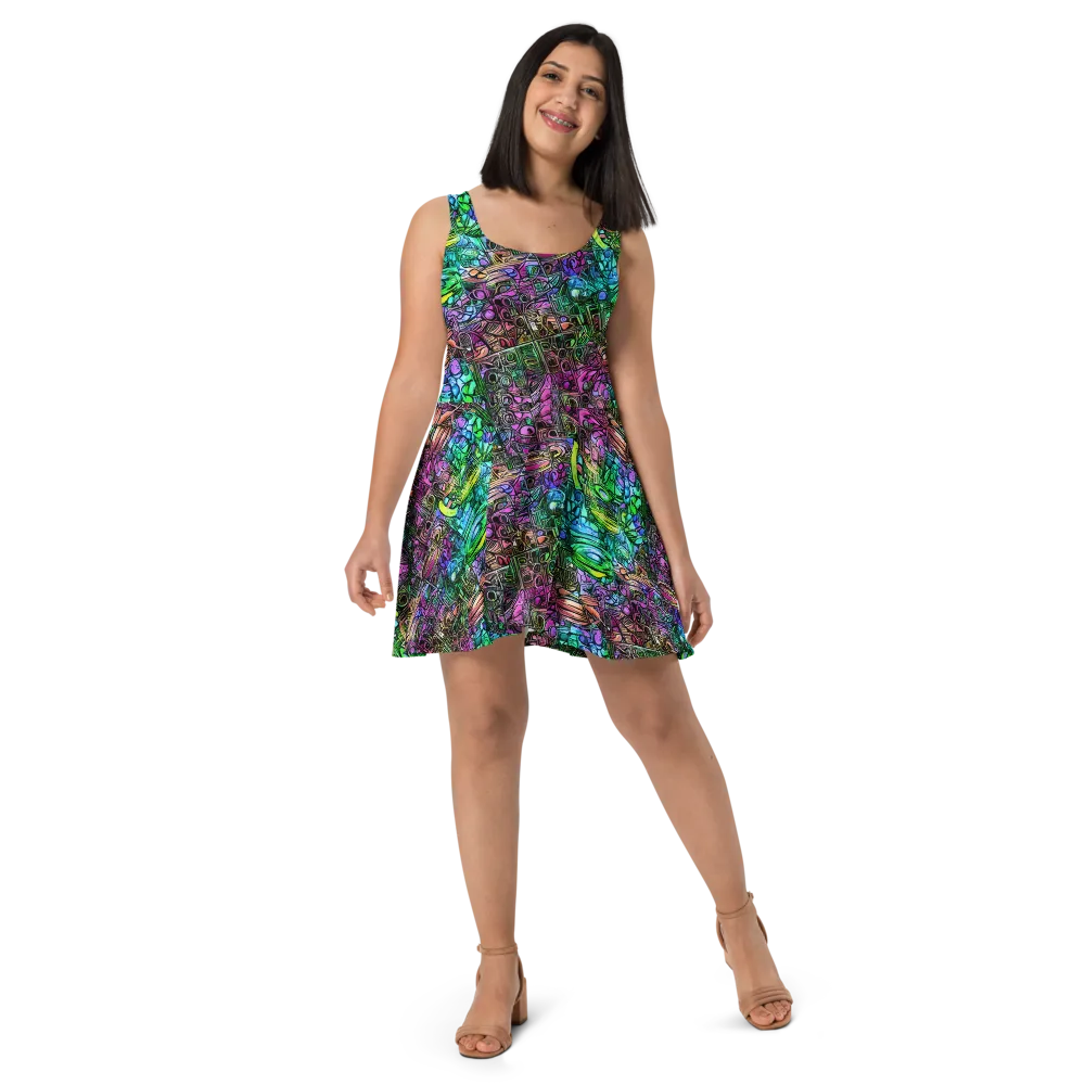 Ultraviolet Uproar on Skater Dress — Front