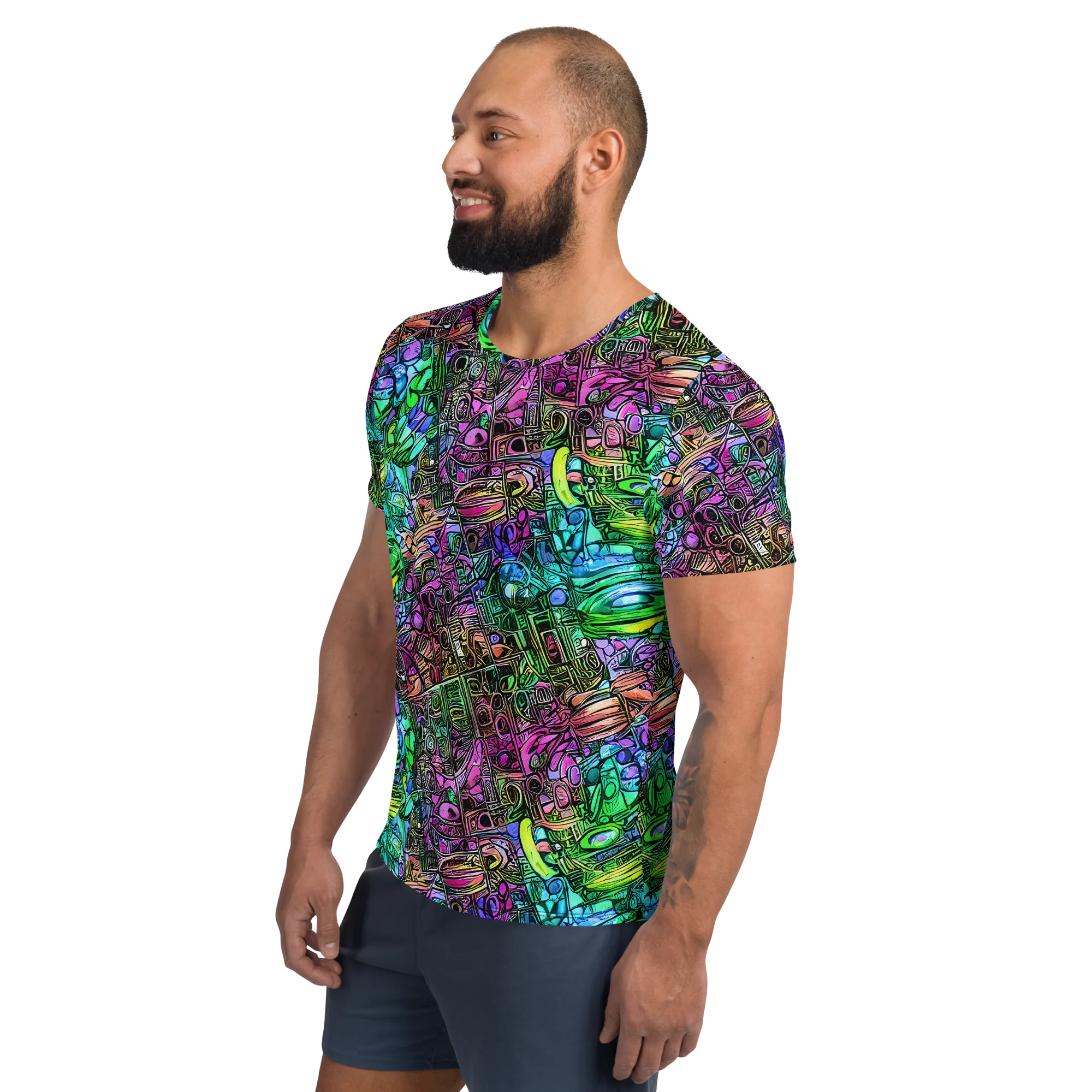 Ultraviolet Uproar on Men's Athletic T-Shirt — Left