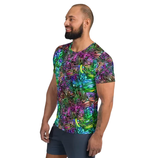 Ultraviolet Uproar on a Men's Athletic T-Shirt