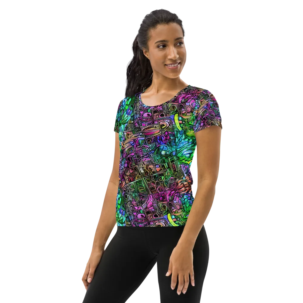 Ultraviolet Uproar on Women's Athletic T-Shirt — Left