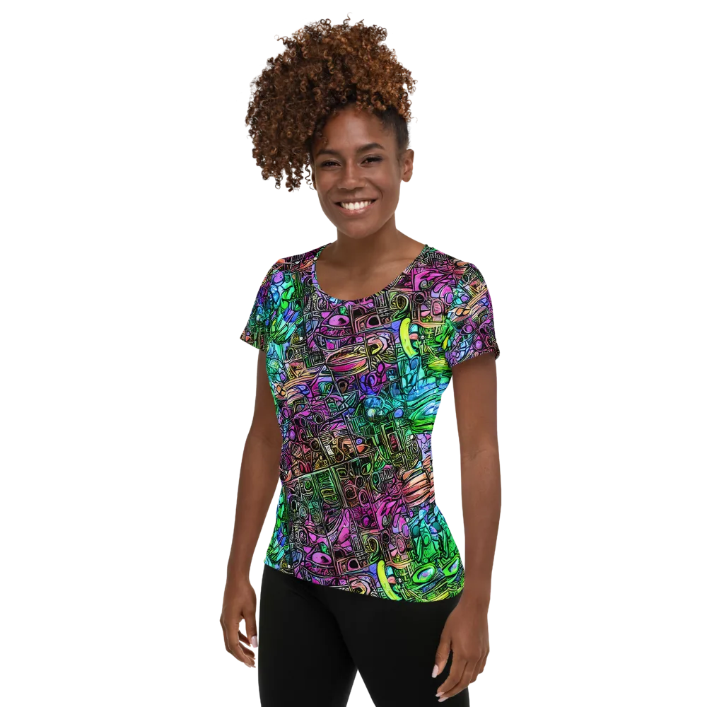 Ultraviolet Uproar on Women's Athletic T-Shirt — Left