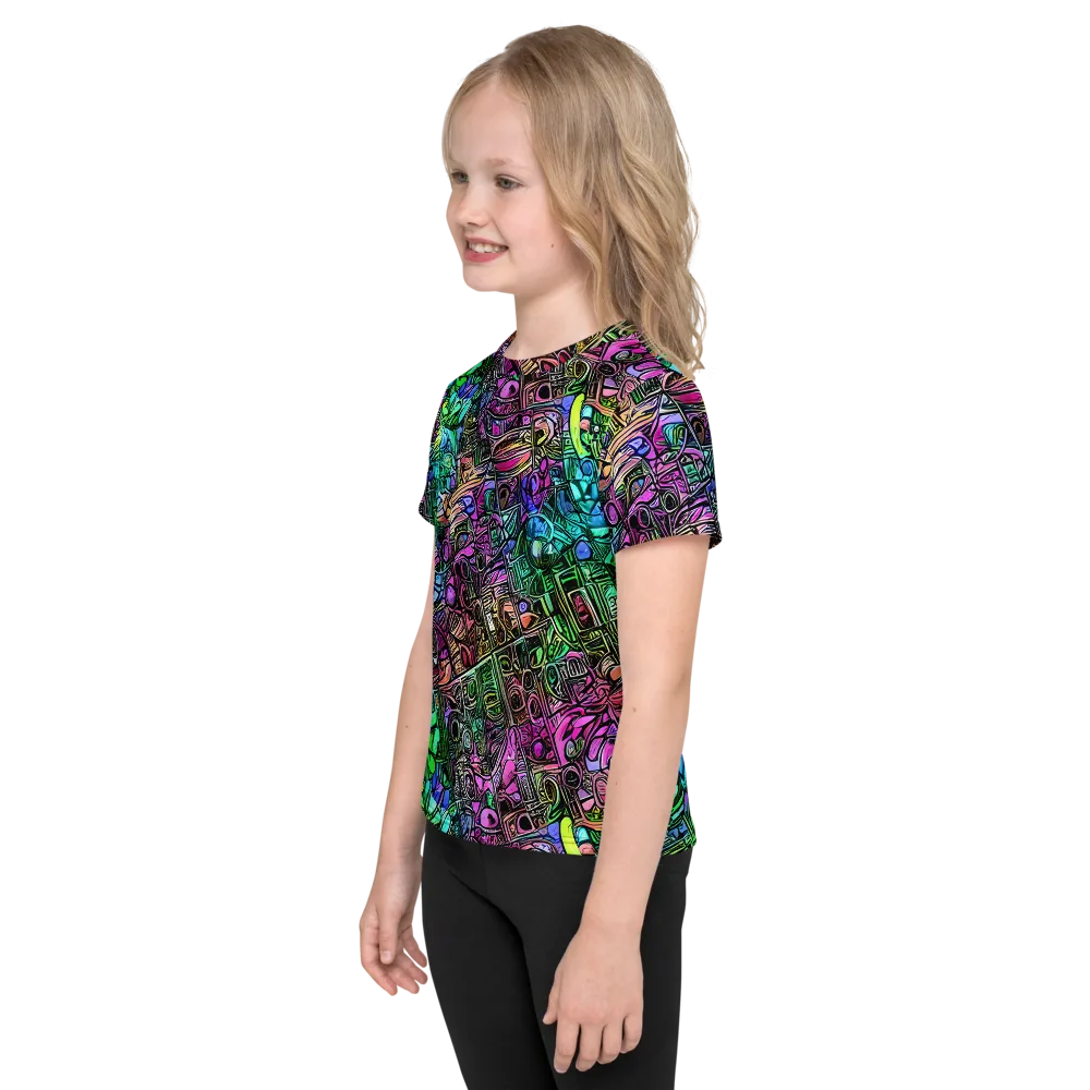 Ultraviolet Uproar on Kids Crew Neck T-Shirt — Left