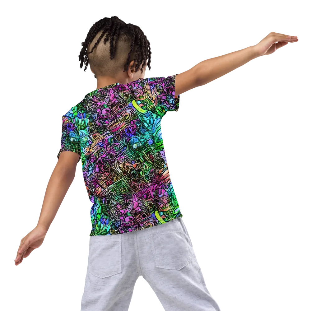 Ultraviolet Uproar on Kids Crew Neck T-Shirt — Back