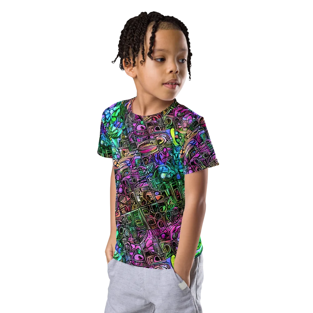 Ultraviolet Uproar on Kids Crew Neck T-Shirt — Left Front