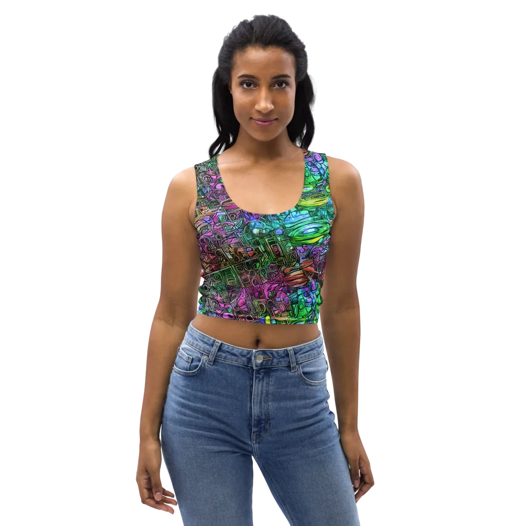 Ultraviolet Uproar on Crop Top — Front
