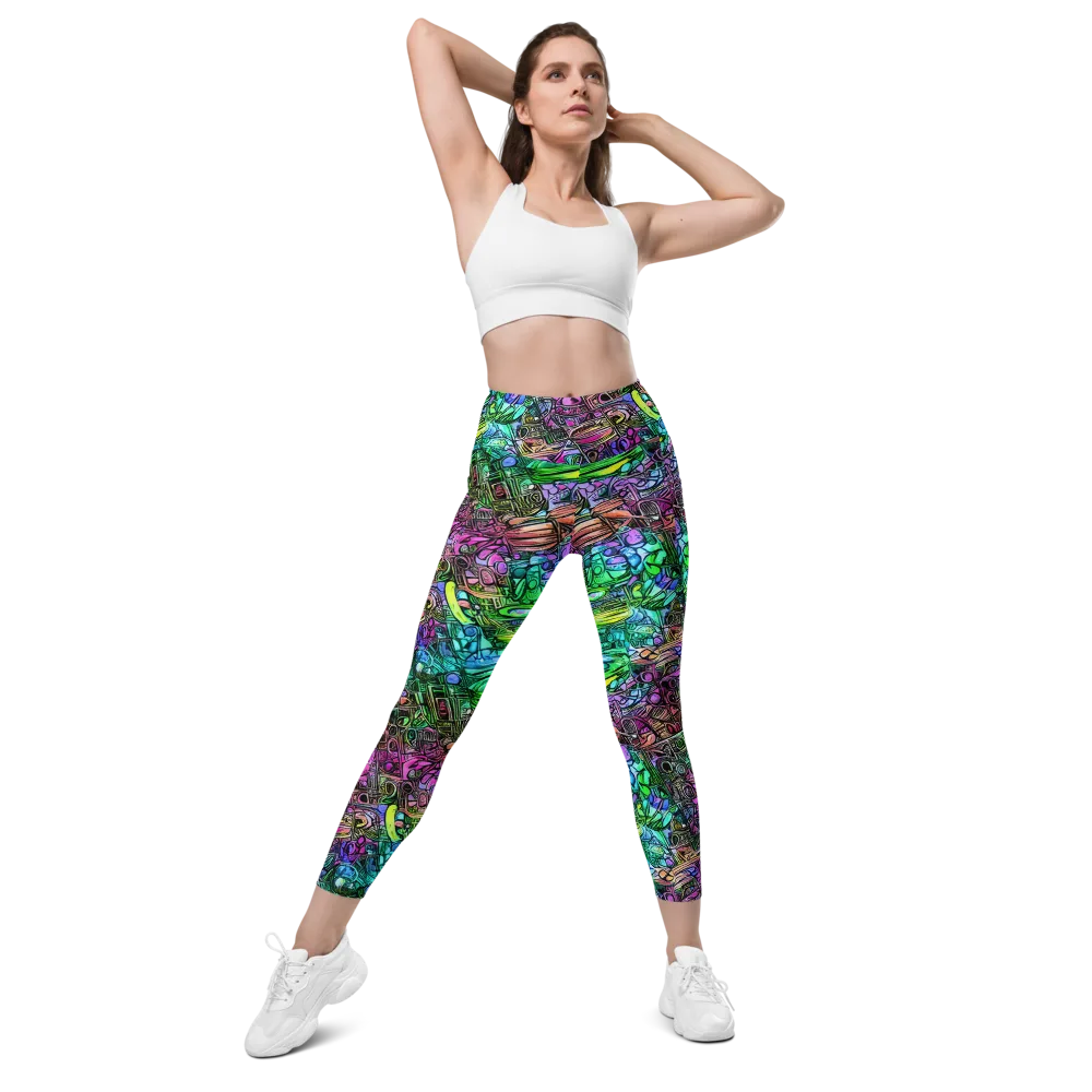 Ultraviolet Uproar on Leggings with Pockets — Front