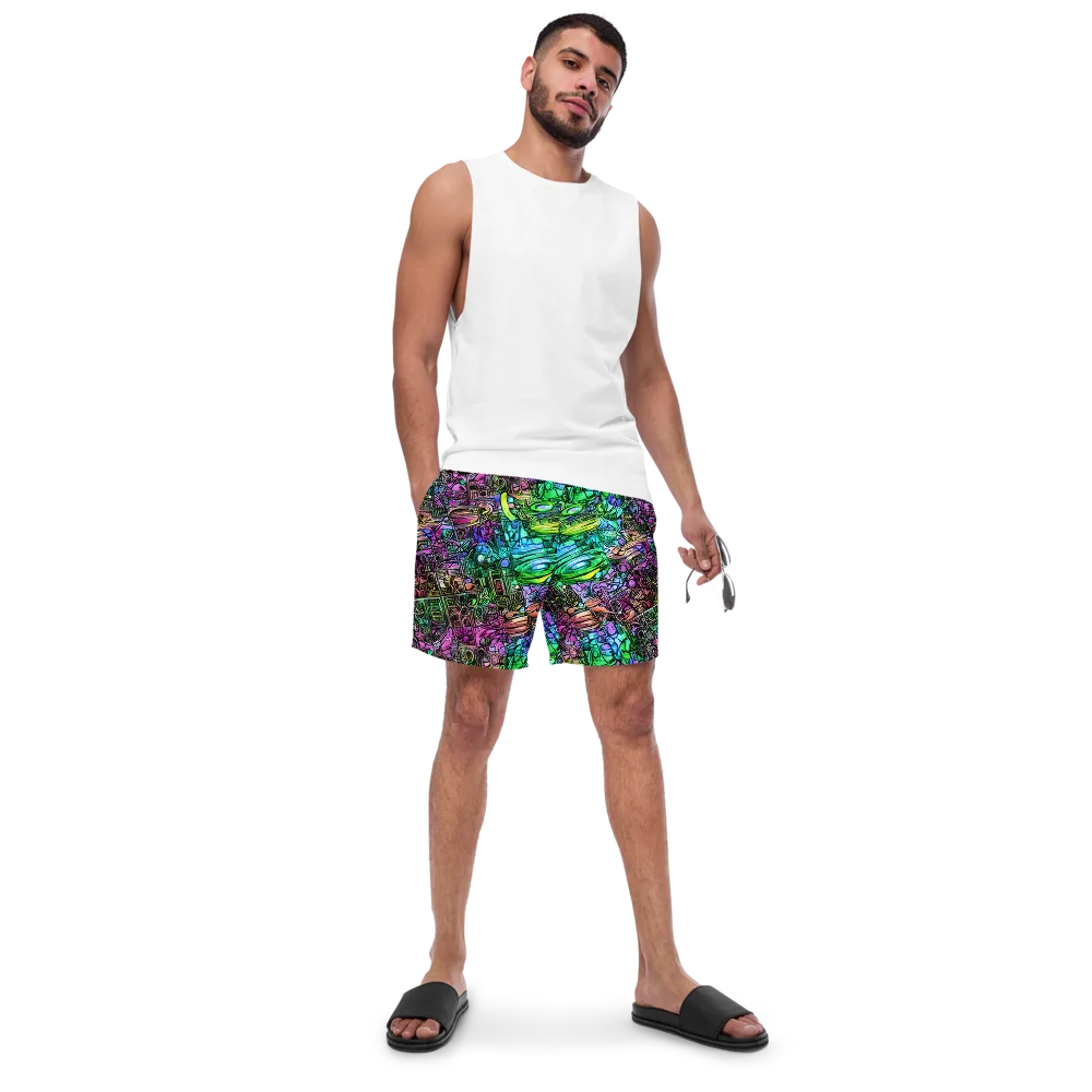 Ultraviolet Uproar on Swim Trunks — Front