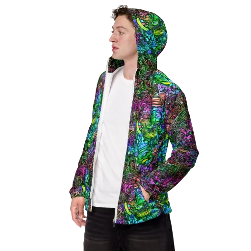 Ultraviolet Uproar on a Men's Windbreaker