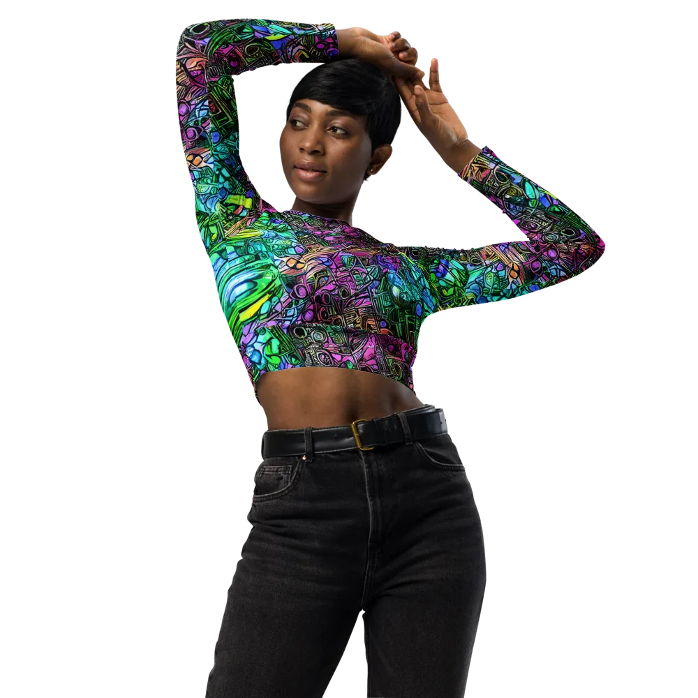 Ultraviolet Uproar on Long Sleeve Crop Top — Front