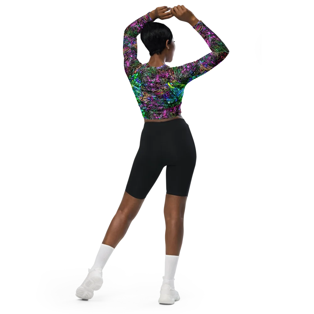 Ultraviolet Uproar on Long Sleeve Crop Top — Back