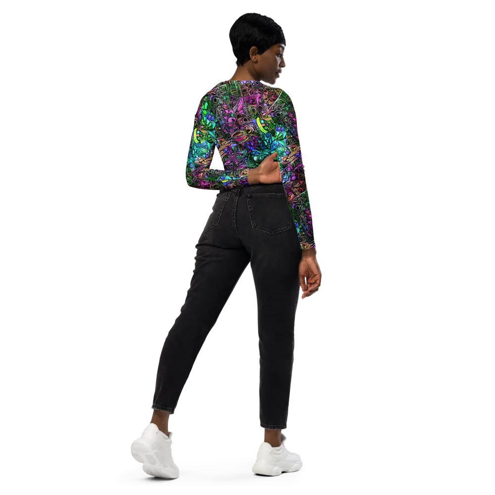 Ultraviolet Uproar on Long Sleeve Crop Top — Right Back