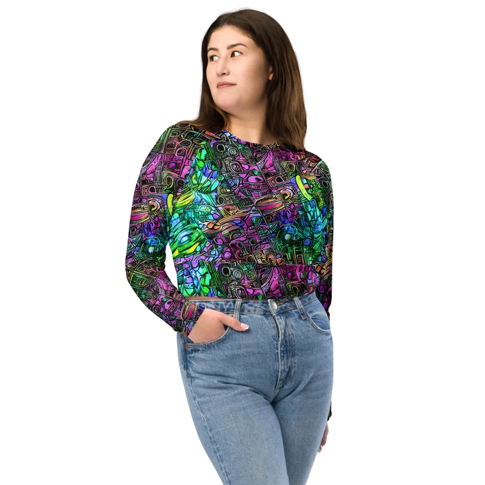 Ultraviolet Uproar on Long Sleeve Crop Top — Front