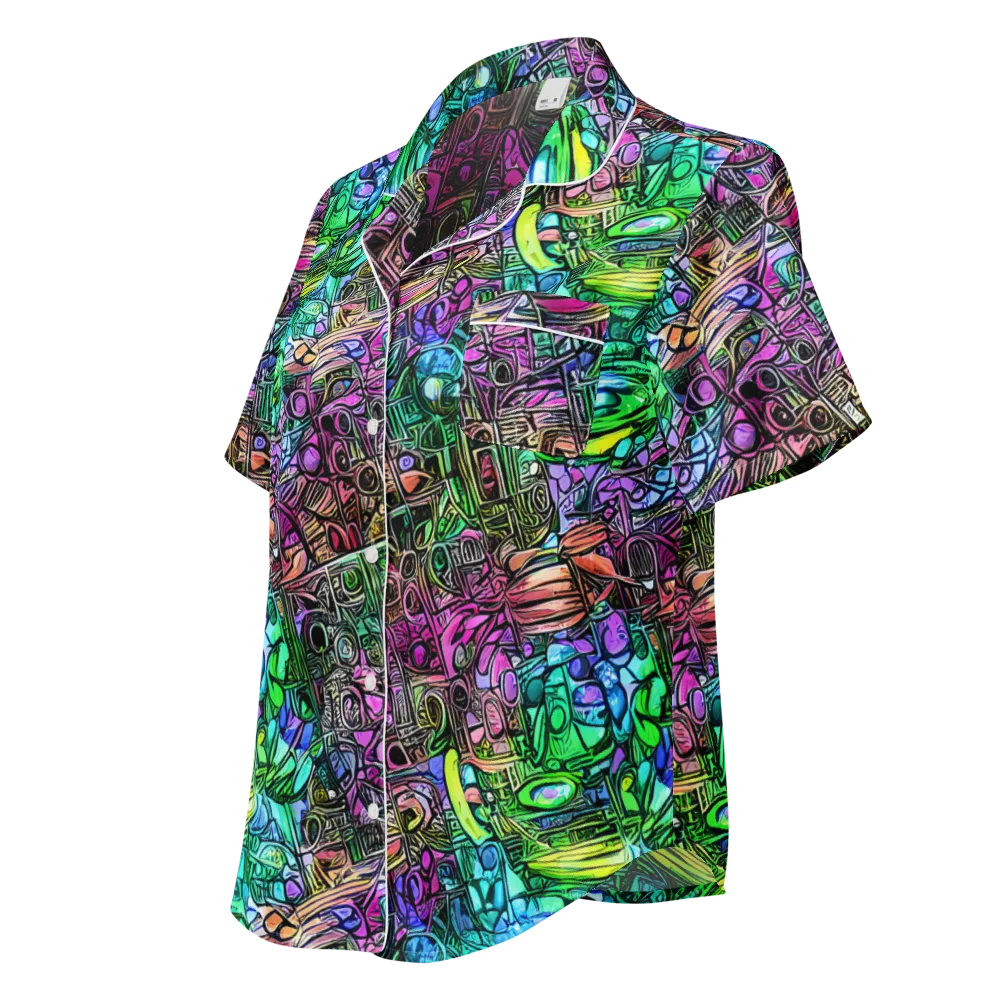 Ultraviolet Uproar on Women's Short Sleeve Pajama Top — Left Front