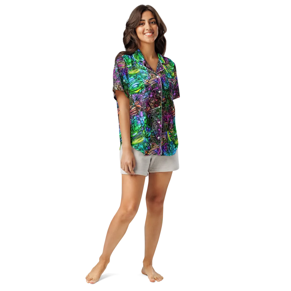 Ultraviolet Uproar on Women's Short Sleeve Pajama Top — Front