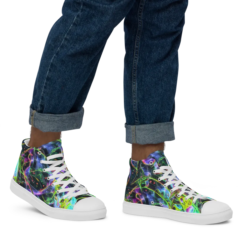 Midnight Biolume on Men's High Top Canvas Shoes — Right