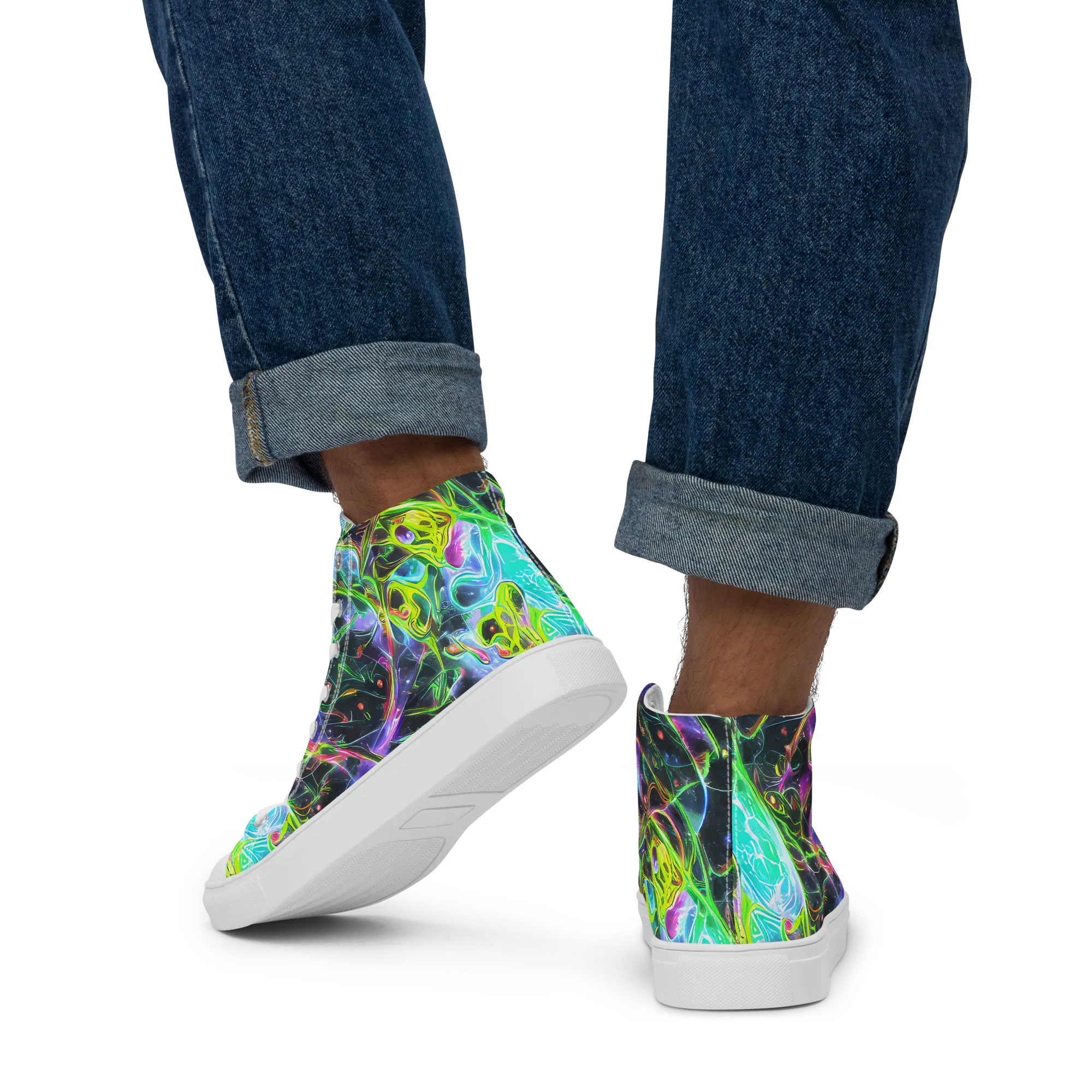 Midnight Biolume on Men's High Top Canvas Shoes — Back
