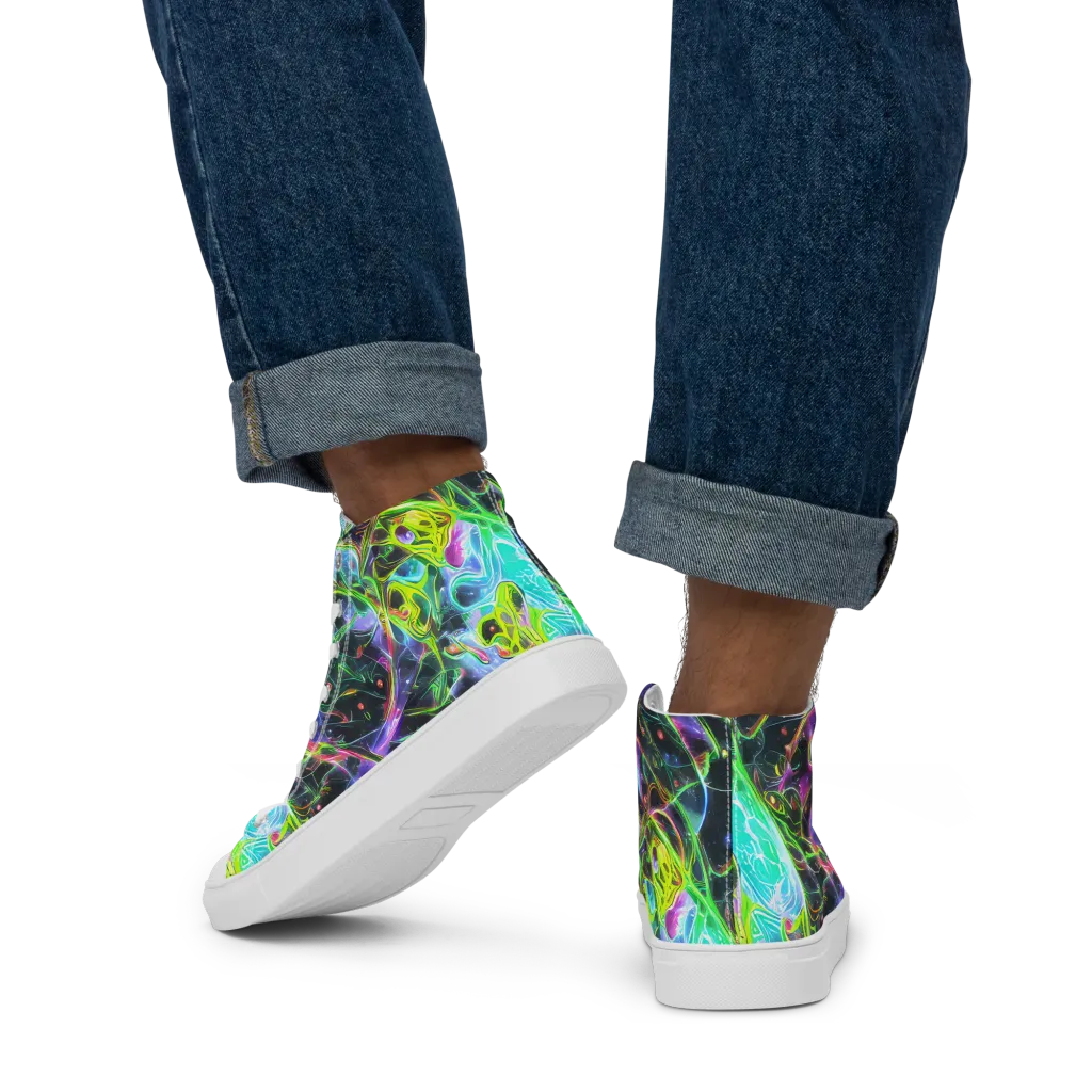 Midnight Biolume on Men's High Top Canvas Shoes — Back