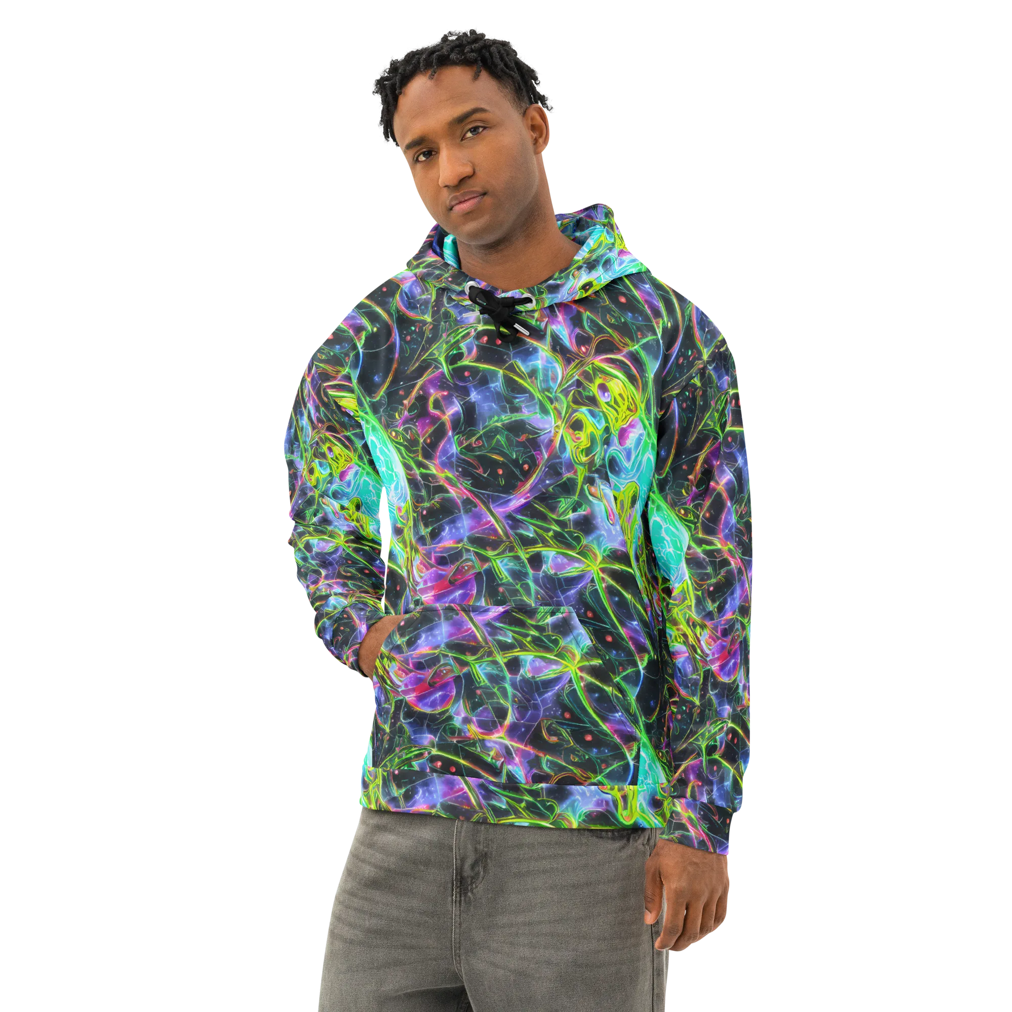 Midnight Biolume on Cotton Hoodie — Left Front