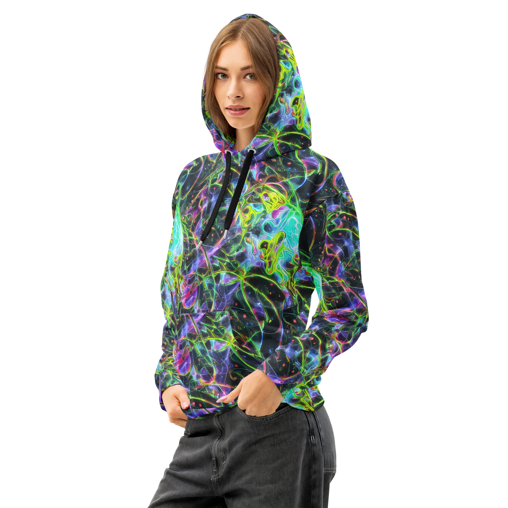 Midnight Biolume on Cotton Hoodie — Left Front