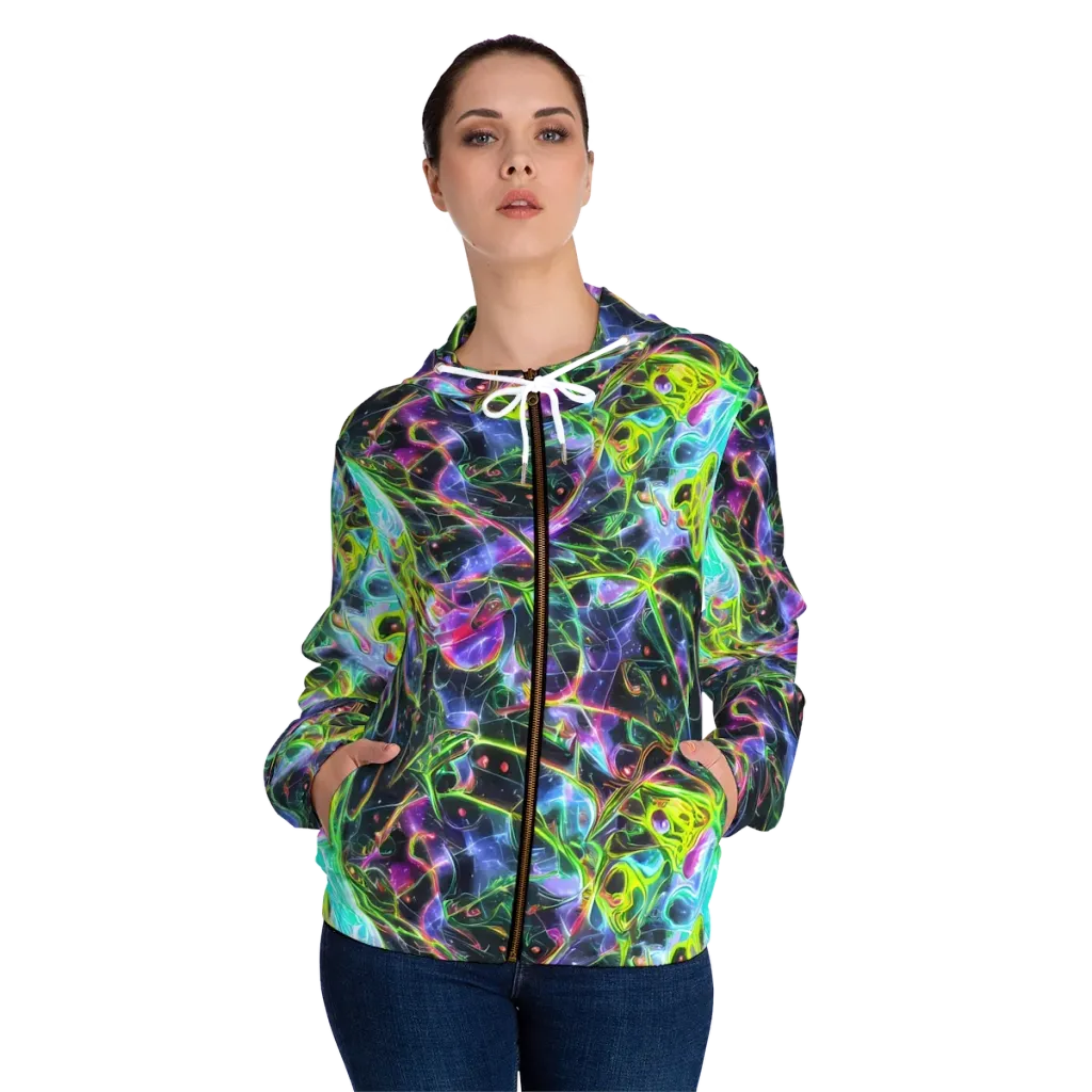 Midnight Biolume on Women's Full-Zip Hoodie — Front On Person