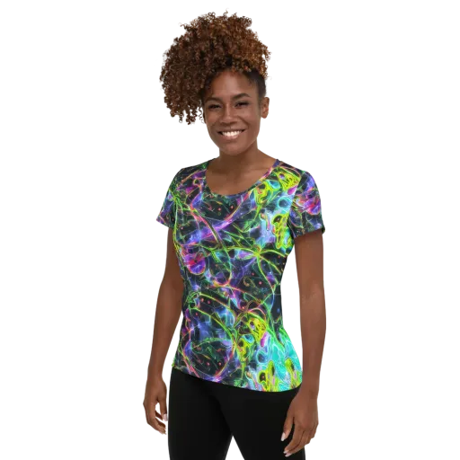 Midnight Biolume on a Women's Athletic T-Shirt