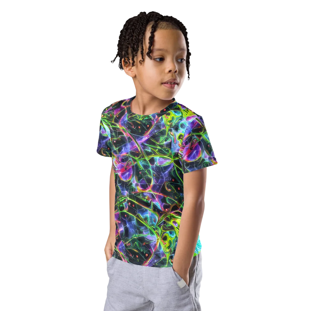 Midnight Biolume on Kids Crew Neck T-Shirt — Left Front