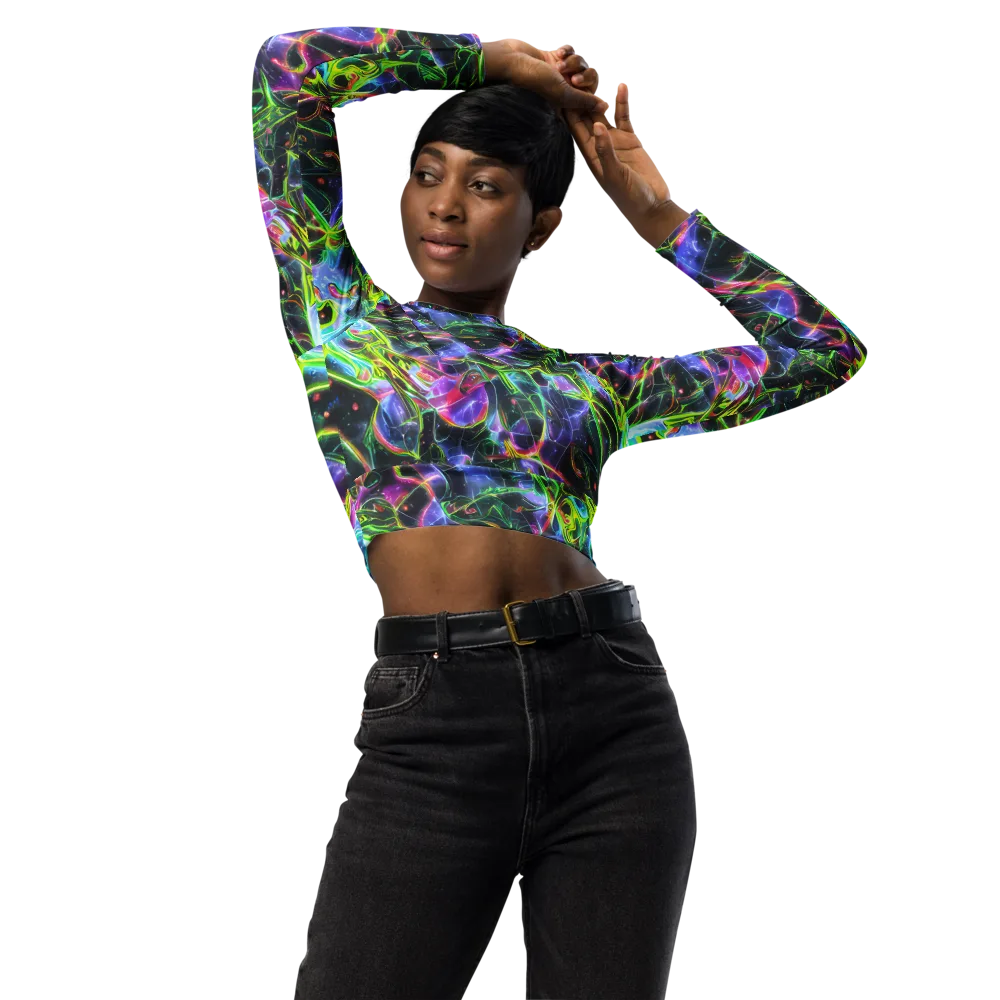 Midnight Biolume on Long Sleeve Crop Top — Front