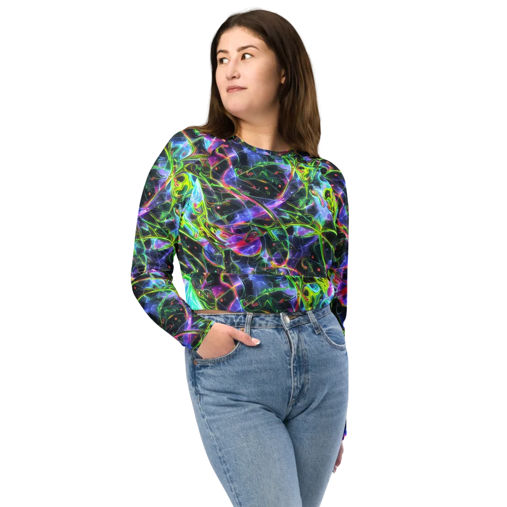 Midnight Biolume on Long Sleeve Crop Top — Front