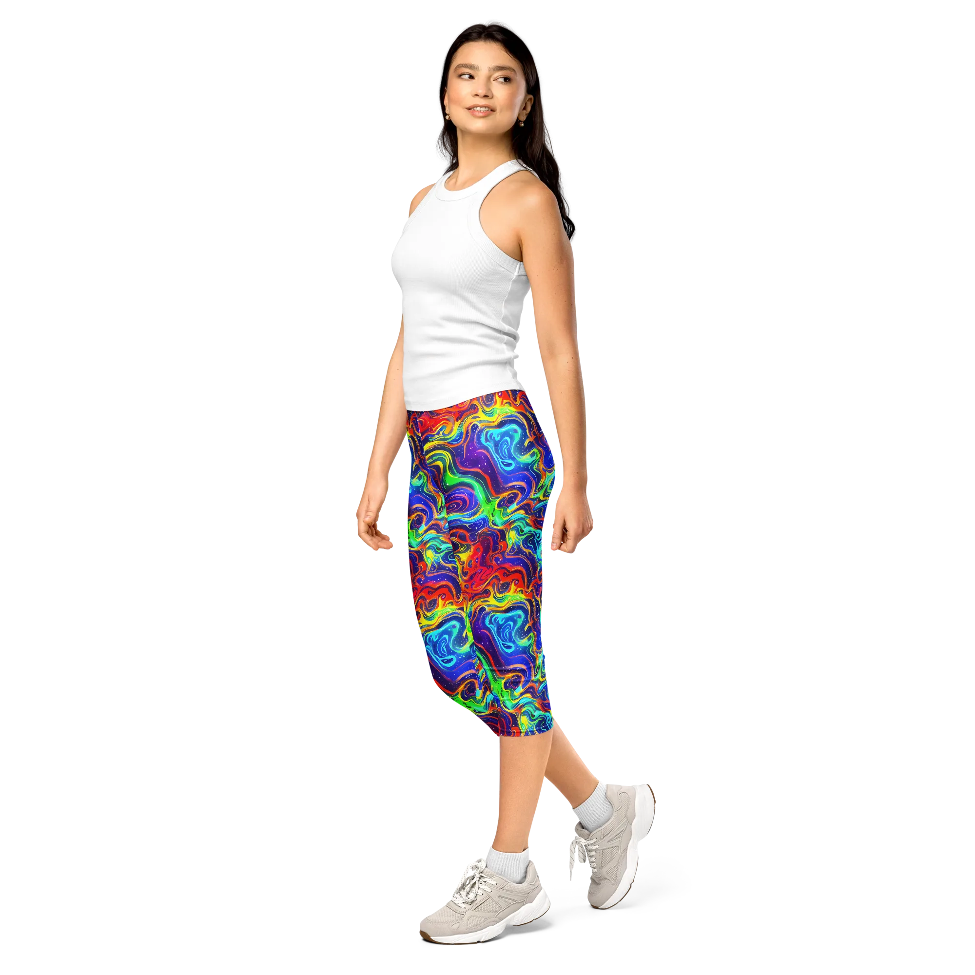Infinity Ink on Capri Leggings — Left Front