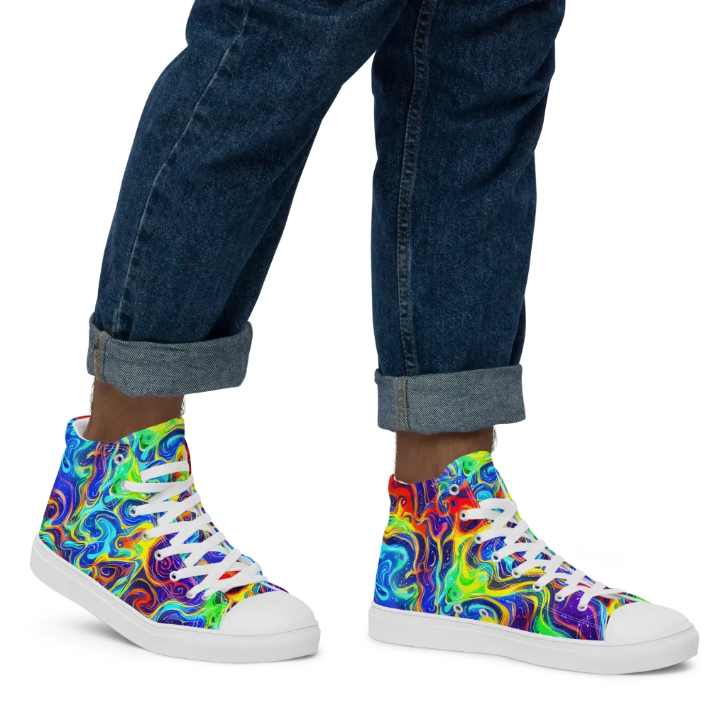 Infinity Ink on Men's High Top Canvas Shoes — Right