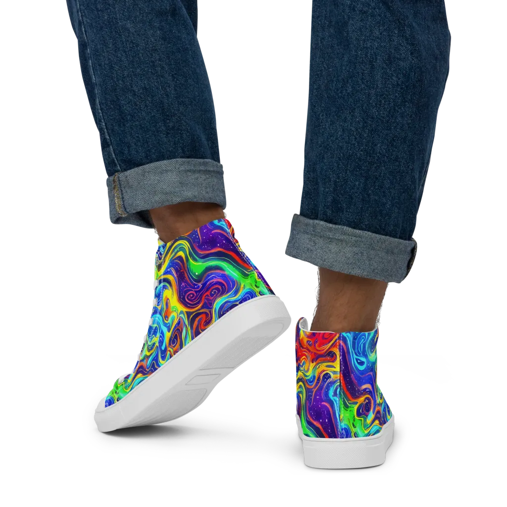 Infinity Ink on Men's High Top Canvas Shoes — Back