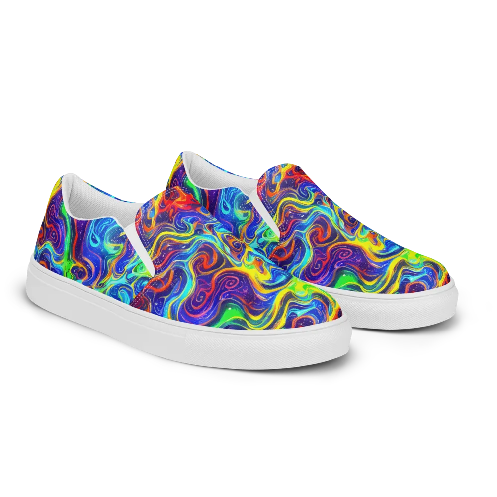 Infinity Ink on Men's Slip-On Canvas Shoes — Right Front