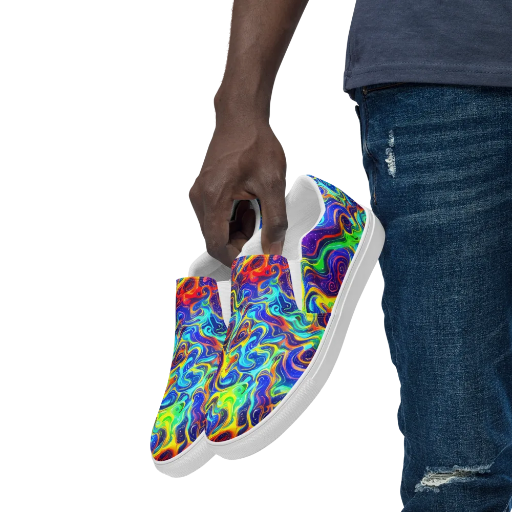 Infinity Ink on Men's Slip-On Canvas Shoes — Left Front
