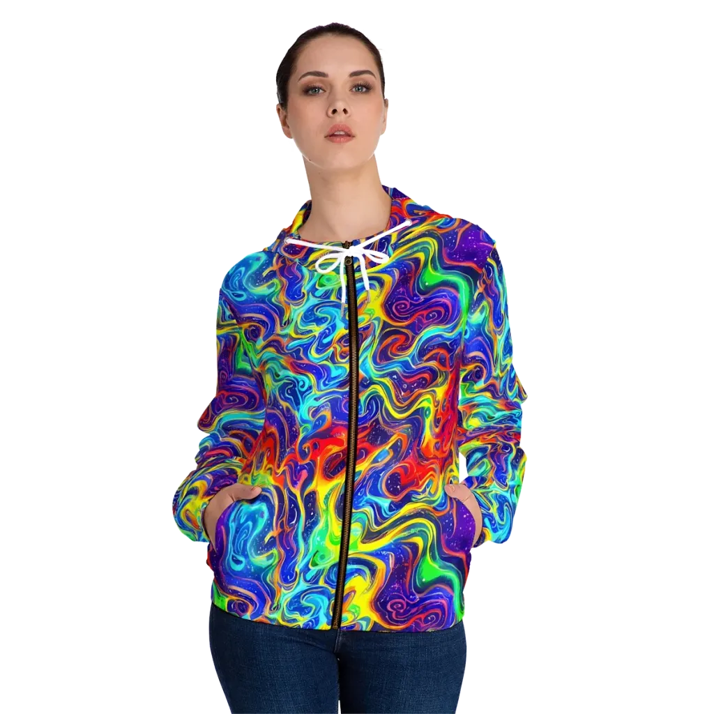 Infinity Ink on Women's Full-Zip Hoodie — Front On Person