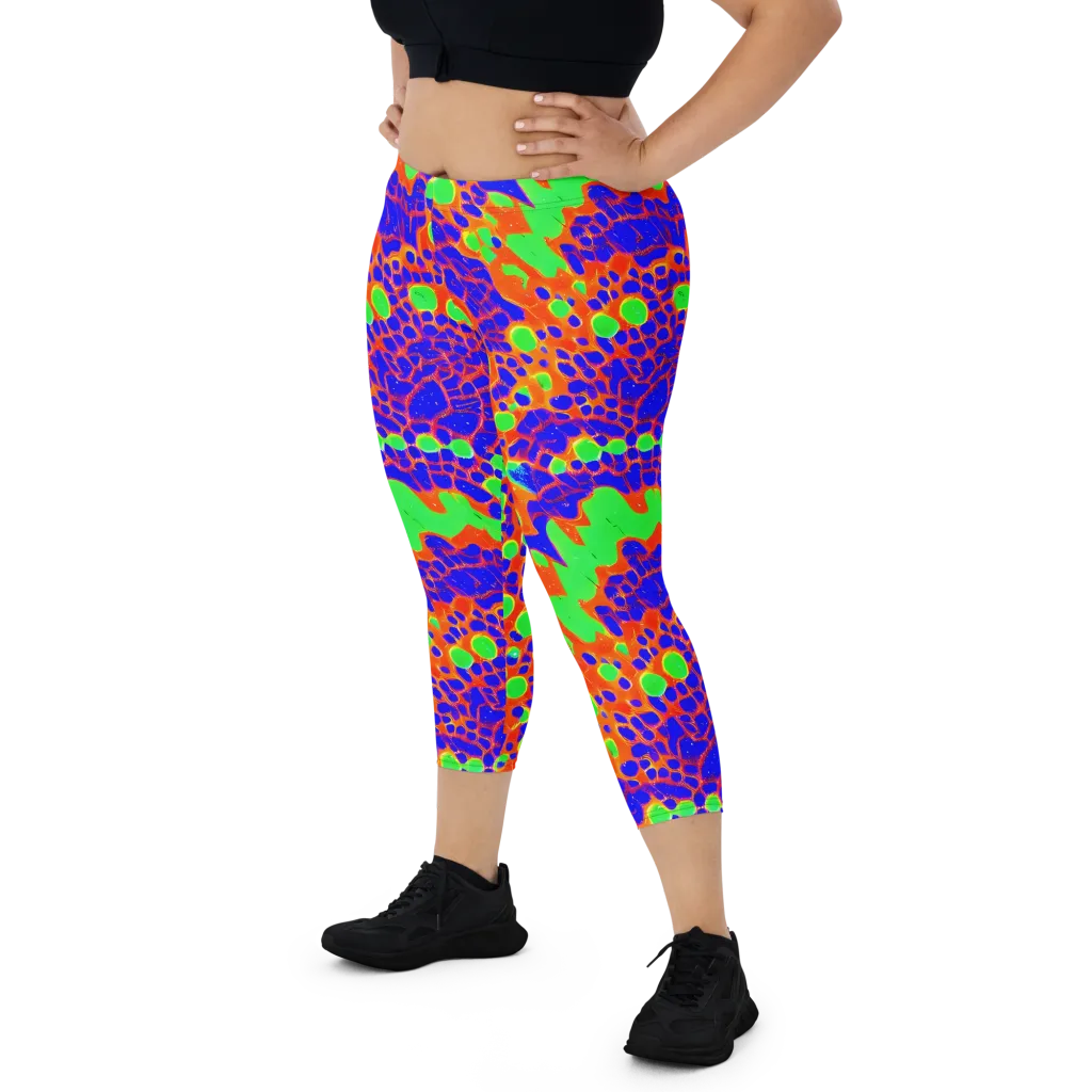 Solar Shock on Capri Leggings — Front