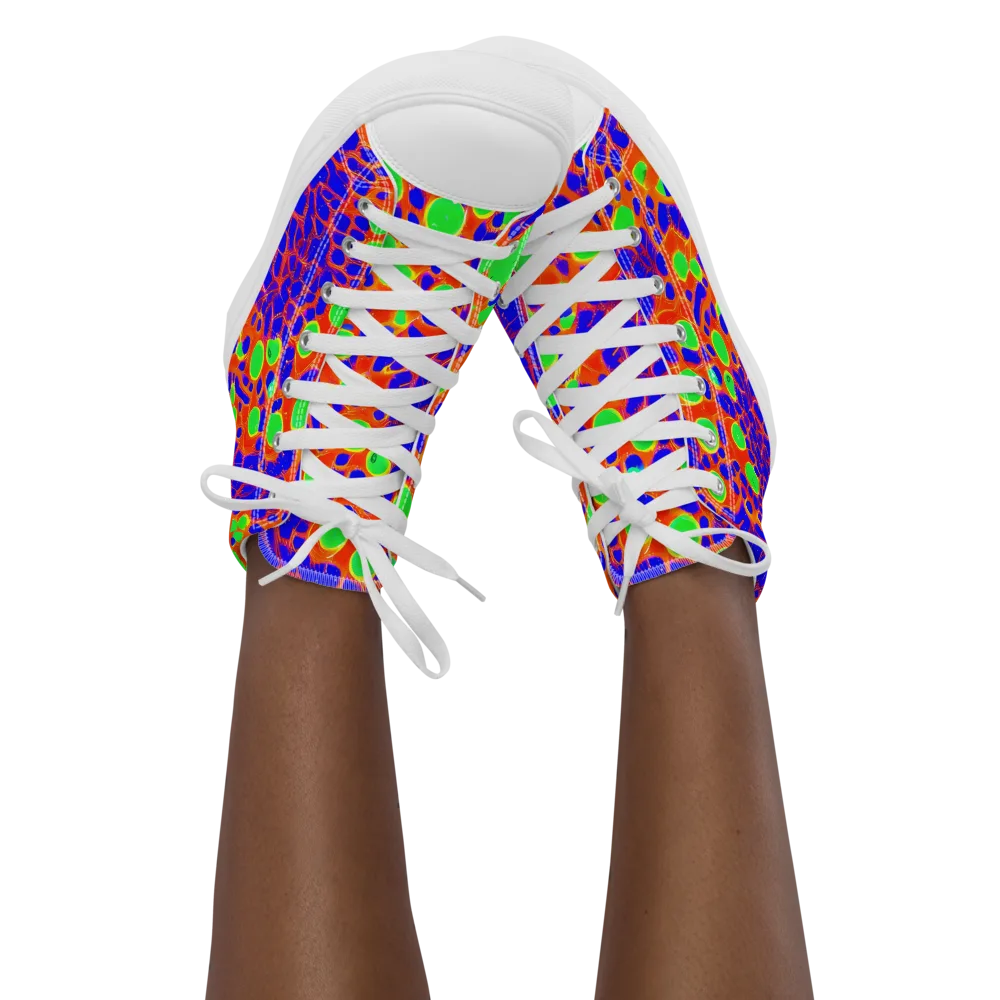 Solar Shock on Women's High Top Canvas Shoes — Front
