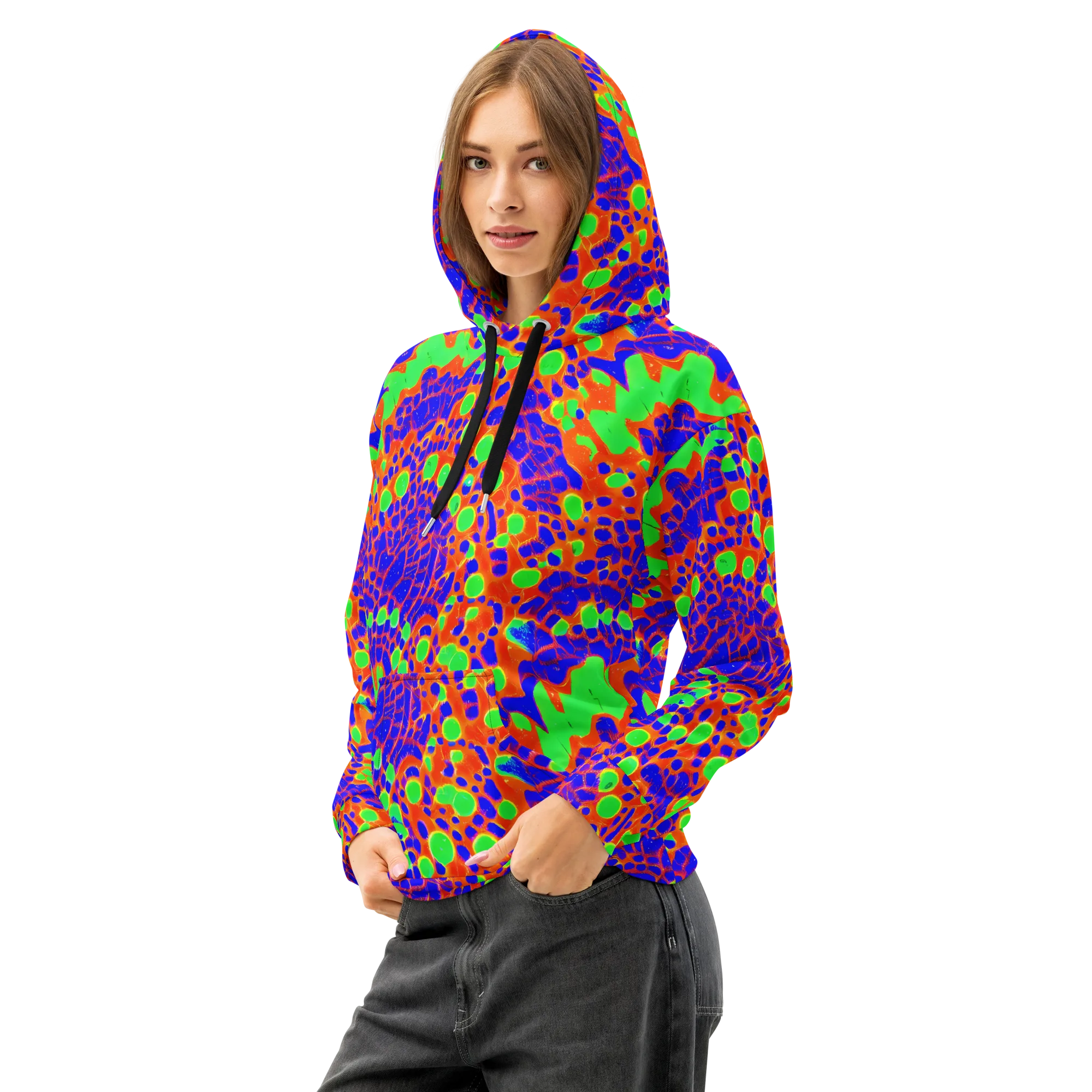 Solar Shock on Cotton Hoodie — Left Front