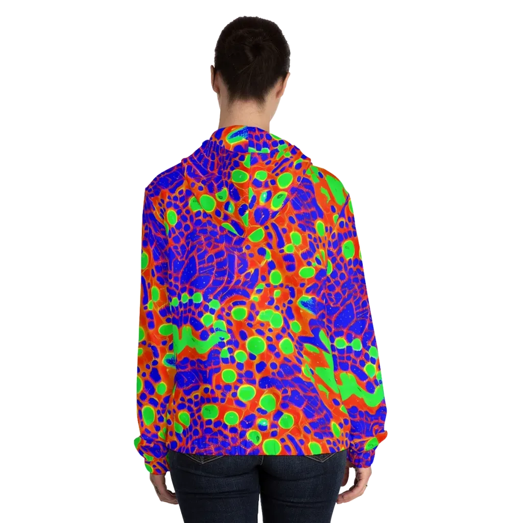 Solar Shock on Women's Full-Zip Hoodie — Back On Person
