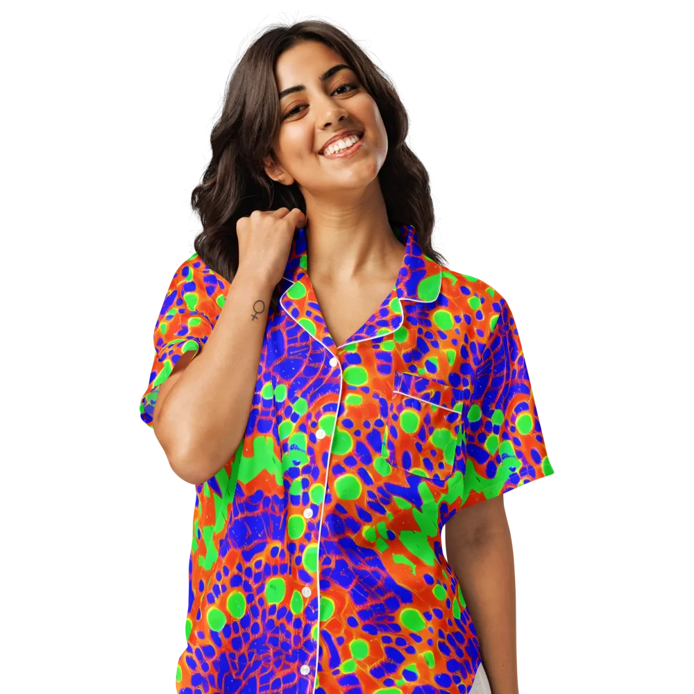 Solar Shock on Women's Short Sleeve Pajama Top — Front