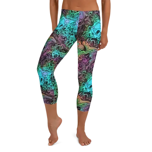 Aqua Maelstrom on a Capri Leggings