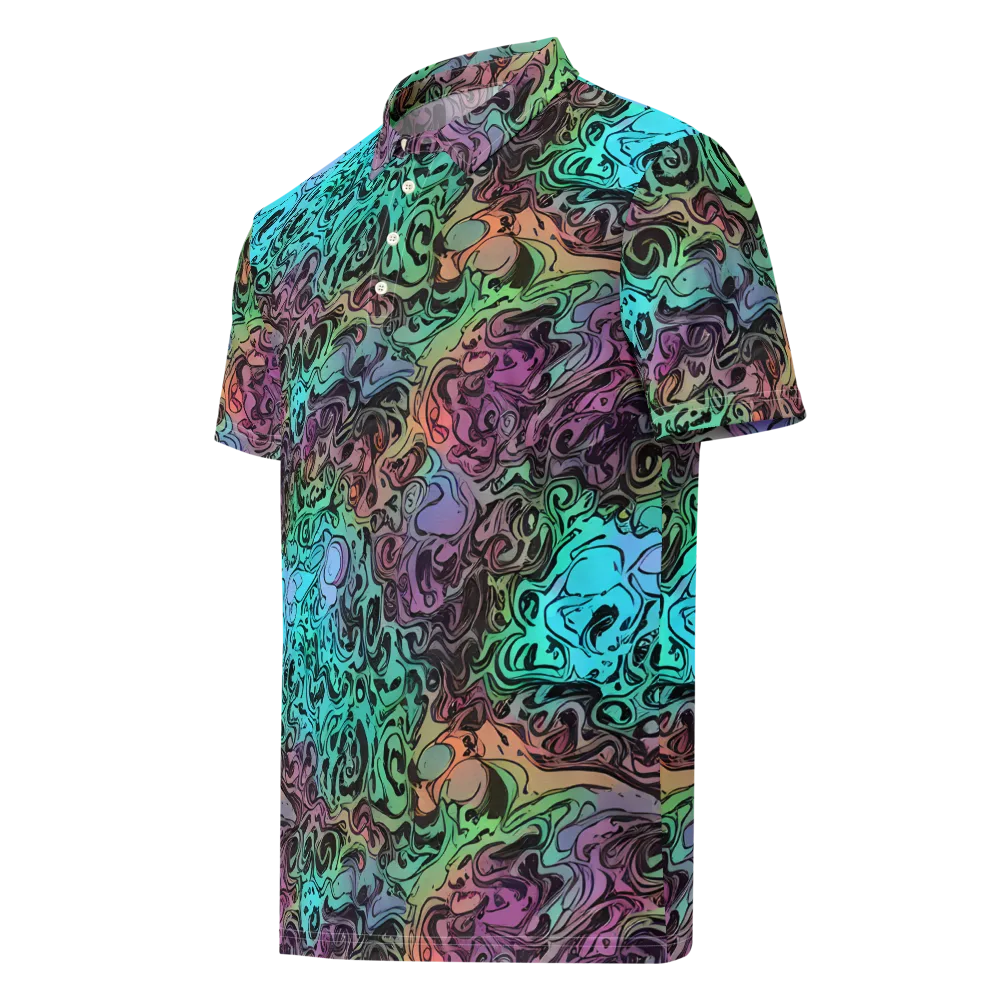 Aqua Maelstrom on Men's Slim Fit Polo Shirt — Left Front